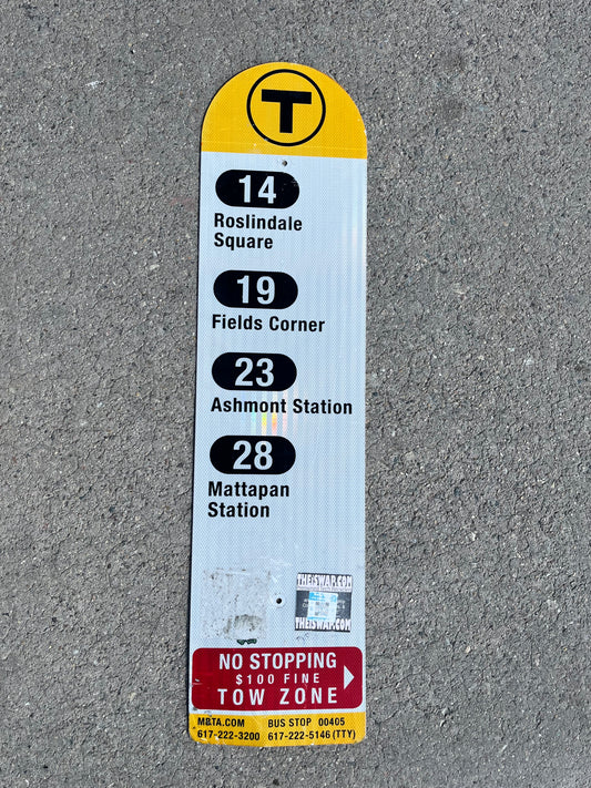 Decommissioned MBTA Bus Stop Signs: 14, 19, 22, 23, 28, 29, 44, 45