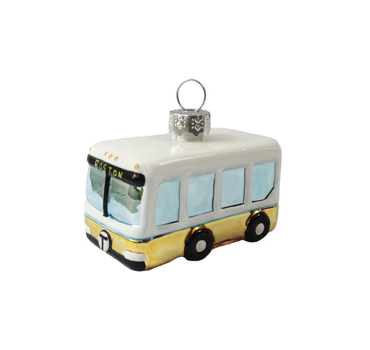 Boston MBTA Bus Glass Ornament