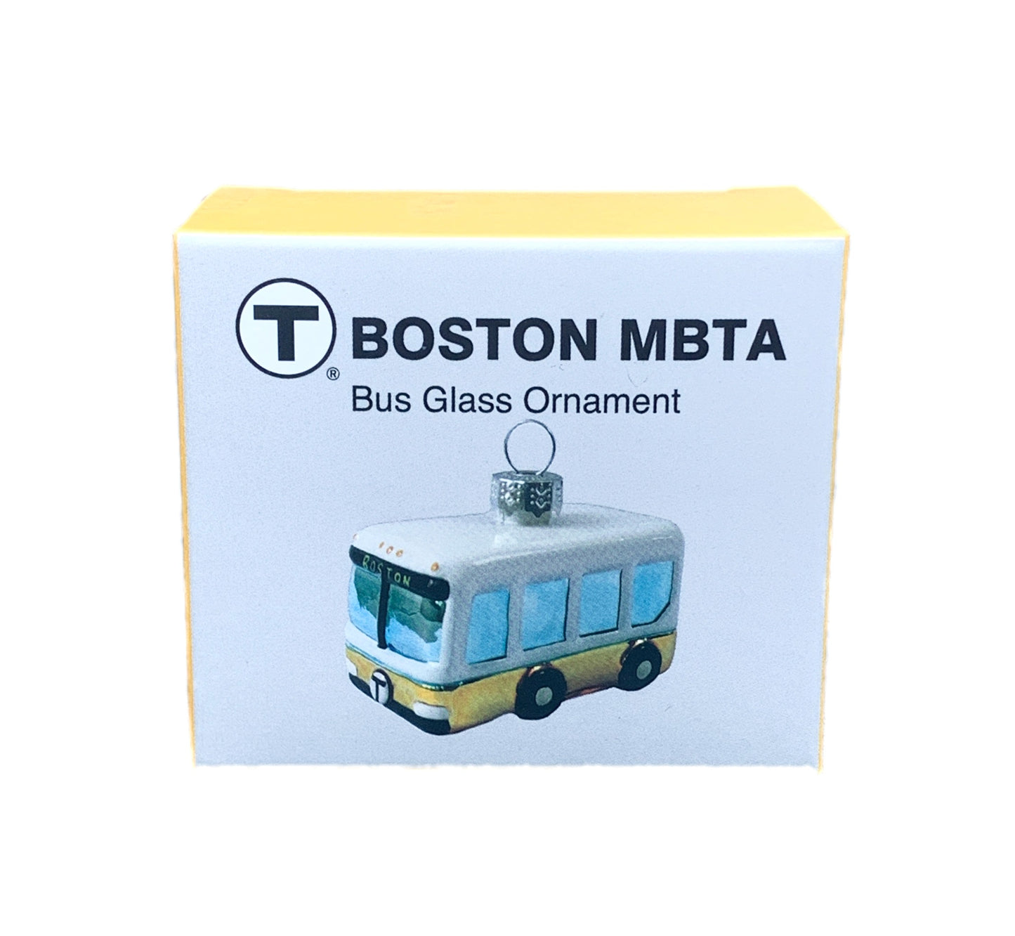 Boston MBTA Bus Glass Ornament