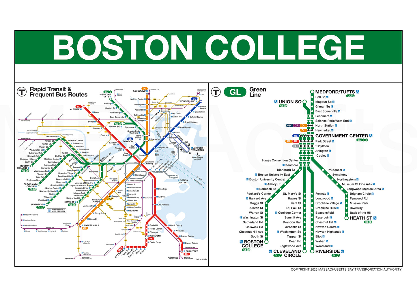 Boston MBTA BOSTON COLLEGE Green Line Station Greeting Card