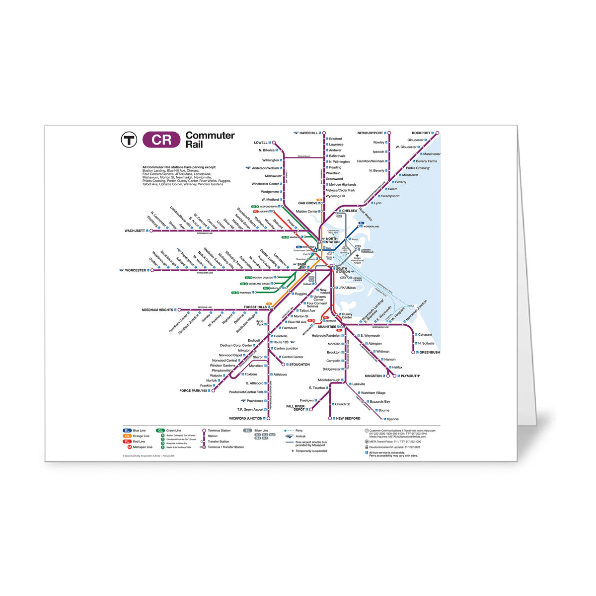 Boston MBTA COMMUTER RAIL MAP Greeting Card – MBTAgifts