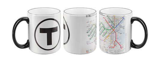 Boston MBTA T Logo with Maps Mug