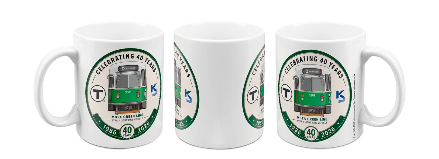 Boston MBTA Green Line Type 7 LRV 1986-2026 40 Years Commemorative Mug