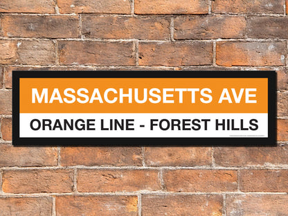 Boston MBTA ORANGE LINE Framed Replica Station Signs