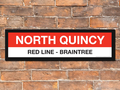 Boston MBTA RED LINE Framed Replica Station Signs