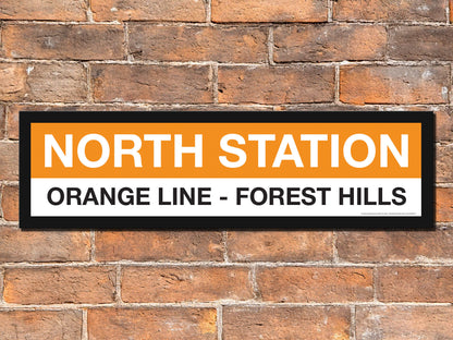 Boston MBTA ORANGE LINE Framed Replica Station Signs