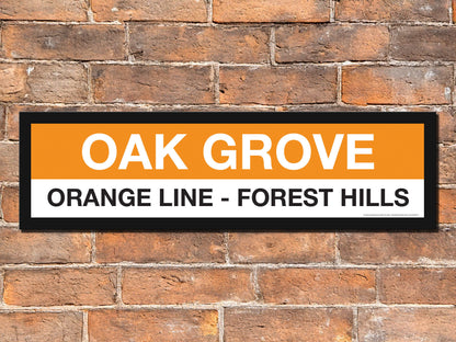 Boston MBTA ORANGE LINE Framed Replica Station Signs