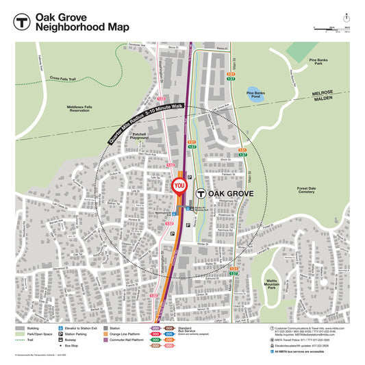 MBTA Oak Grove Station Neighborhood Map (Apr. 2025)