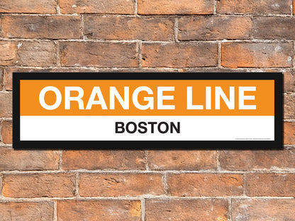 Boston MBTA ORANGE LINE Framed Replica Station Signs