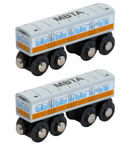 MBTA Orange Line Wooden Toy Train - Two Car Bundle (Save 10%)