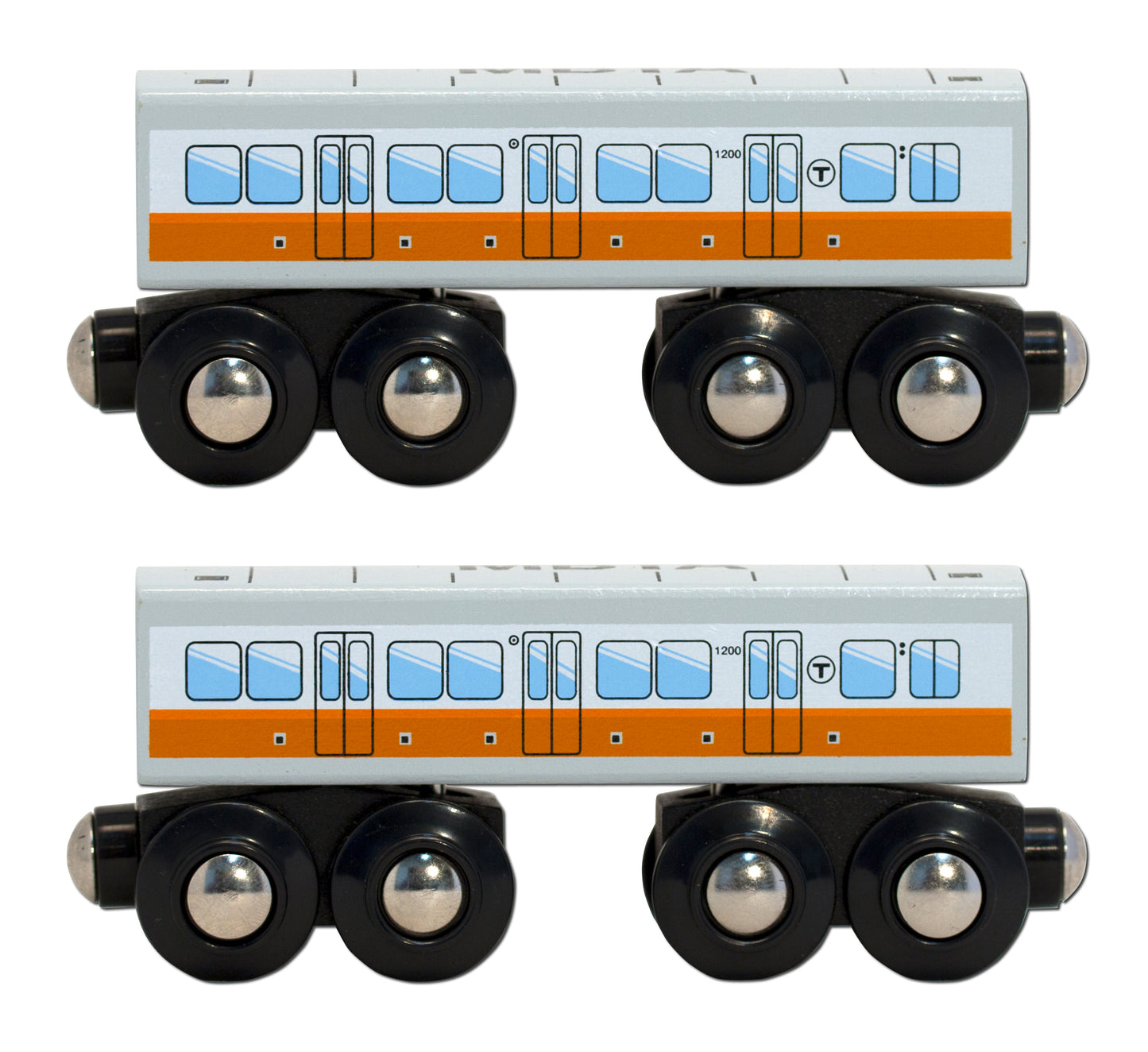 MBTA Orange Line Wooden Toy Train - Two Car Bundle (Save 10%)