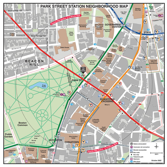 MBTA Park Street Station Neighborhood Map (October 2022)