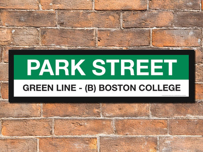 Boston MBTA GREEN LINE Framed Replica Station Signs