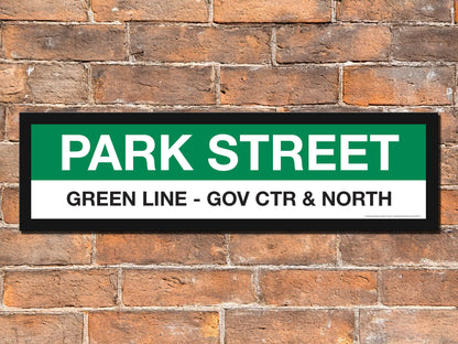 Boston MBTA GREEN LINE Framed Replica Station Signs