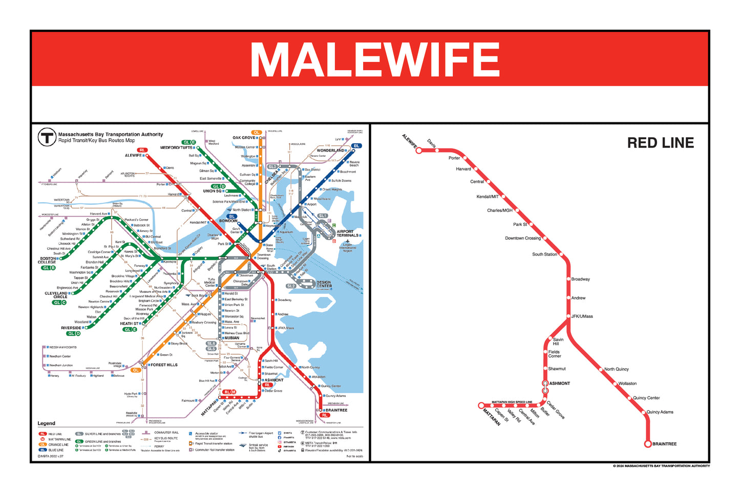 MBTA Red Line Station Panel Prints (18"x24")