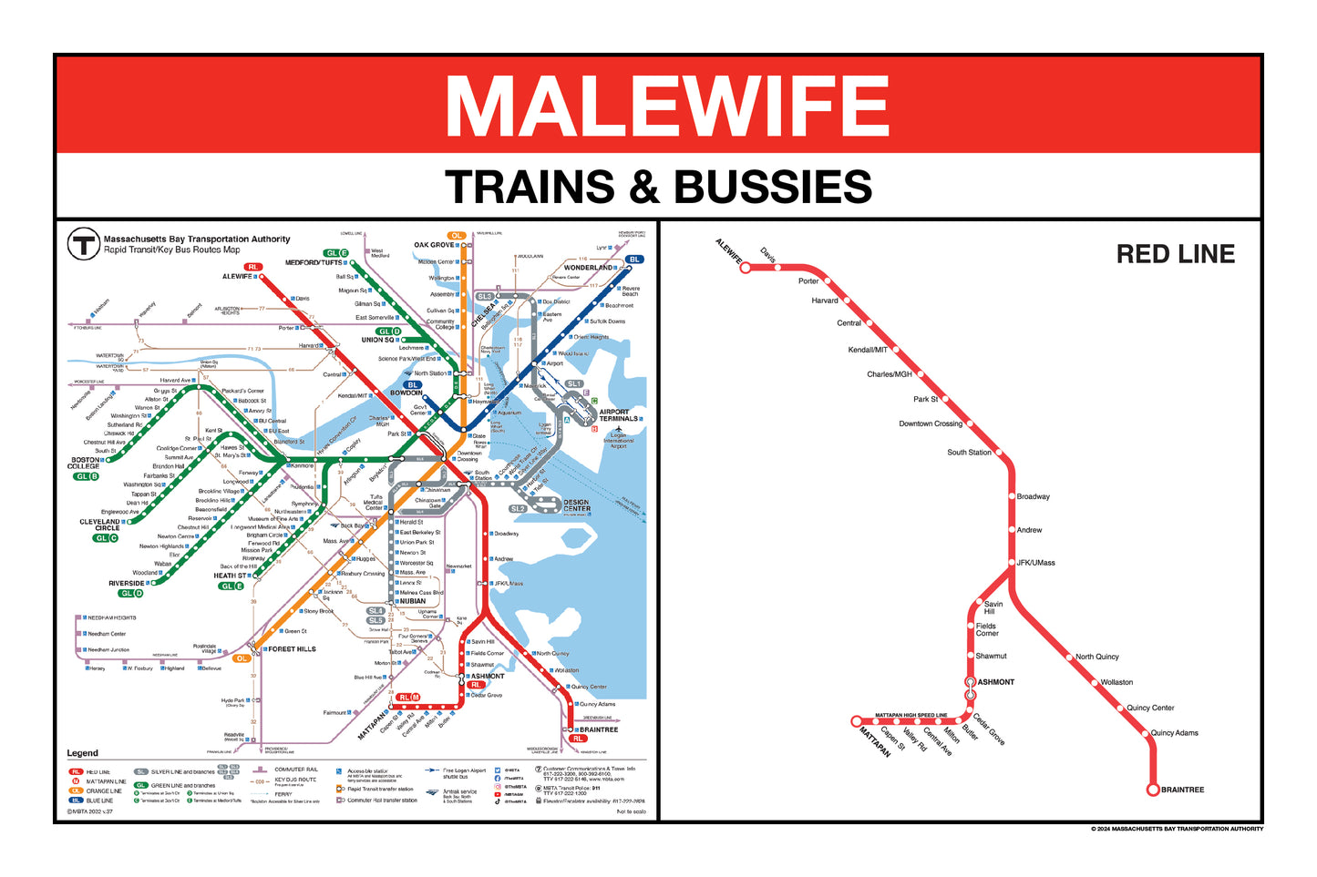 MBTA Red Line Station Panel Prints (18"x24")