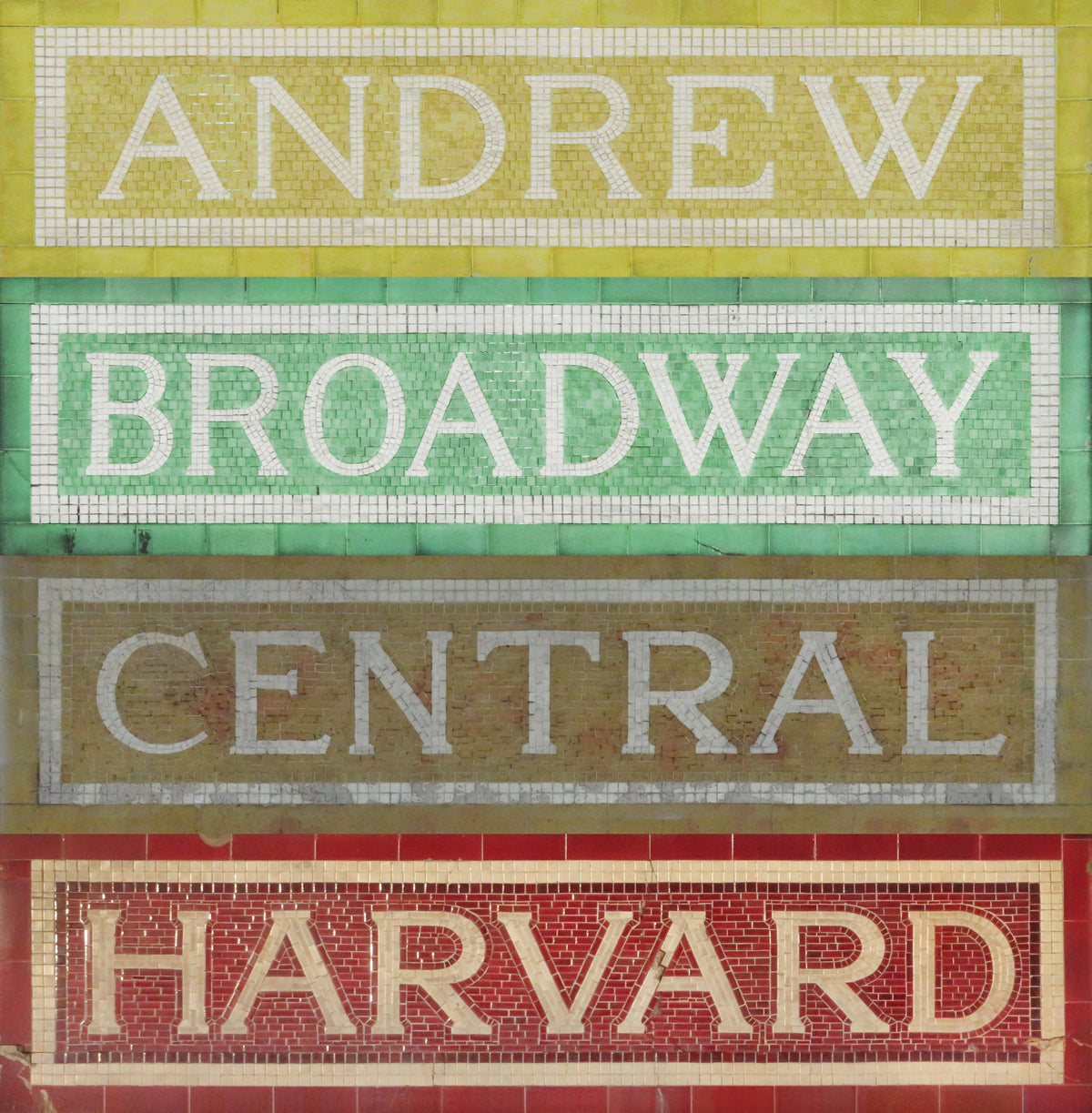 Boston MBTA Red Line Vintage Mosaic Tile Composite #1