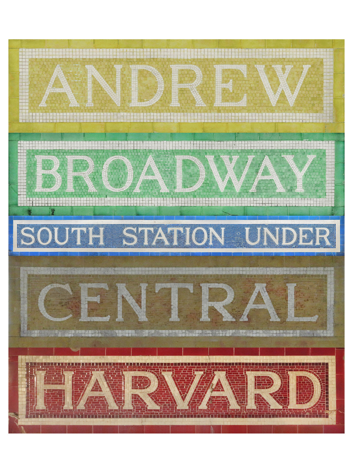 Boston MBTA Red Line Vintage Mosaic Tile Composite #2