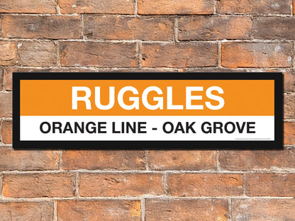 Boston MBTA ORANGE LINE Framed Replica Station Signs