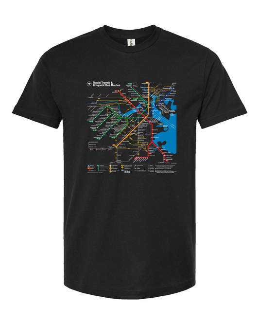 Boston MBTA Map Black T-Shirt 2024/2025 (ADULT)