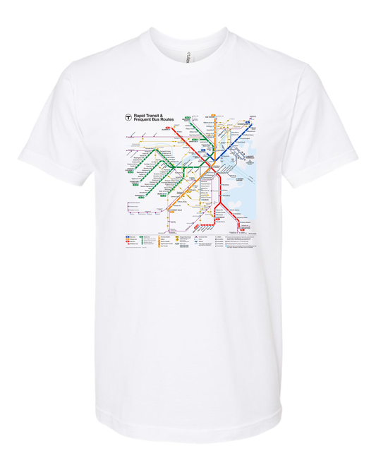 Boston MBTA Map White T-Shirt 2024/2025 (ADULT)