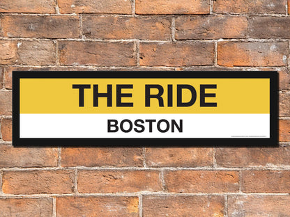 Boston MBTA THE RIDE Framed Replica Station Sign