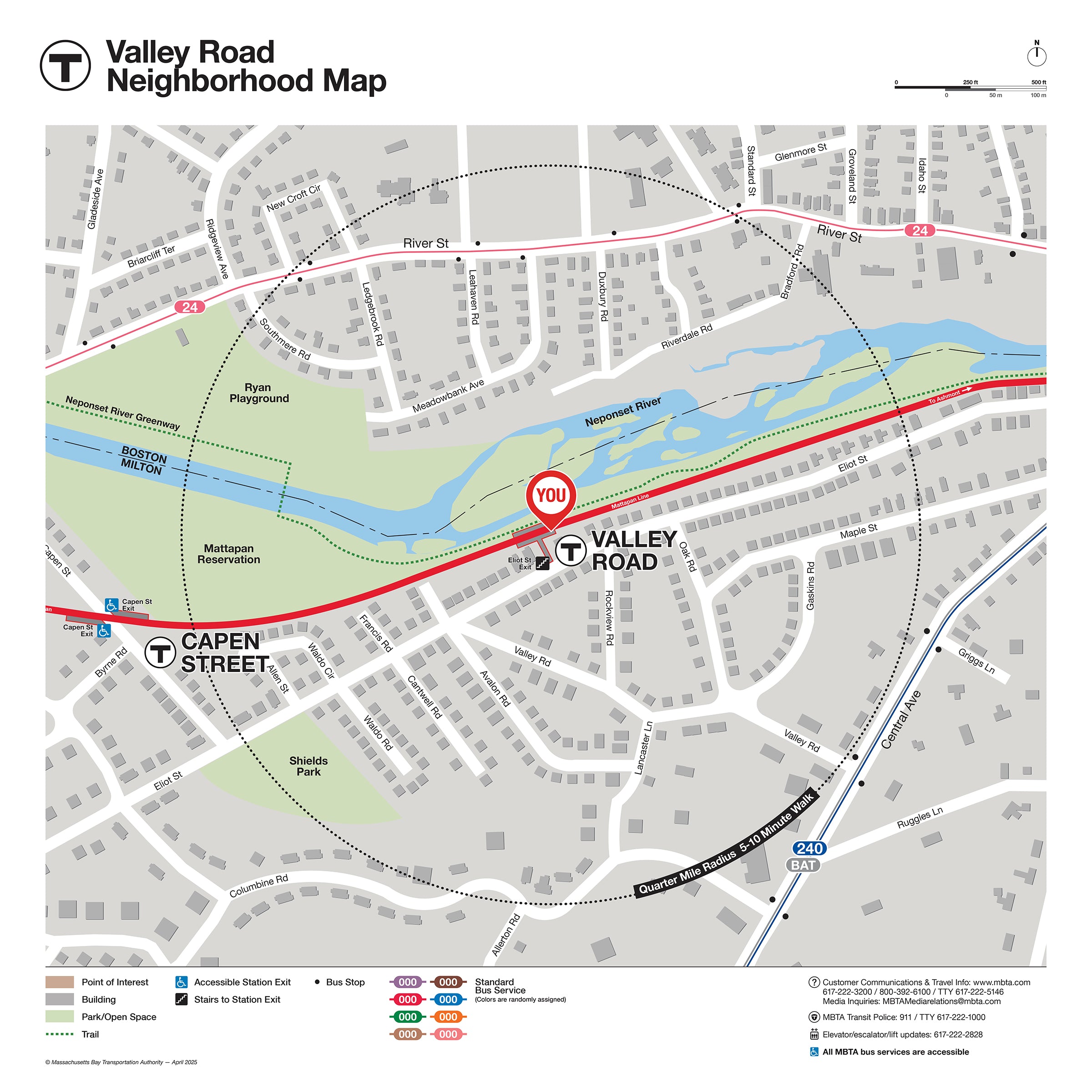 MBTA Valley Road Station Neighborhood Map (Apr. 2025) – MBTAgifts
