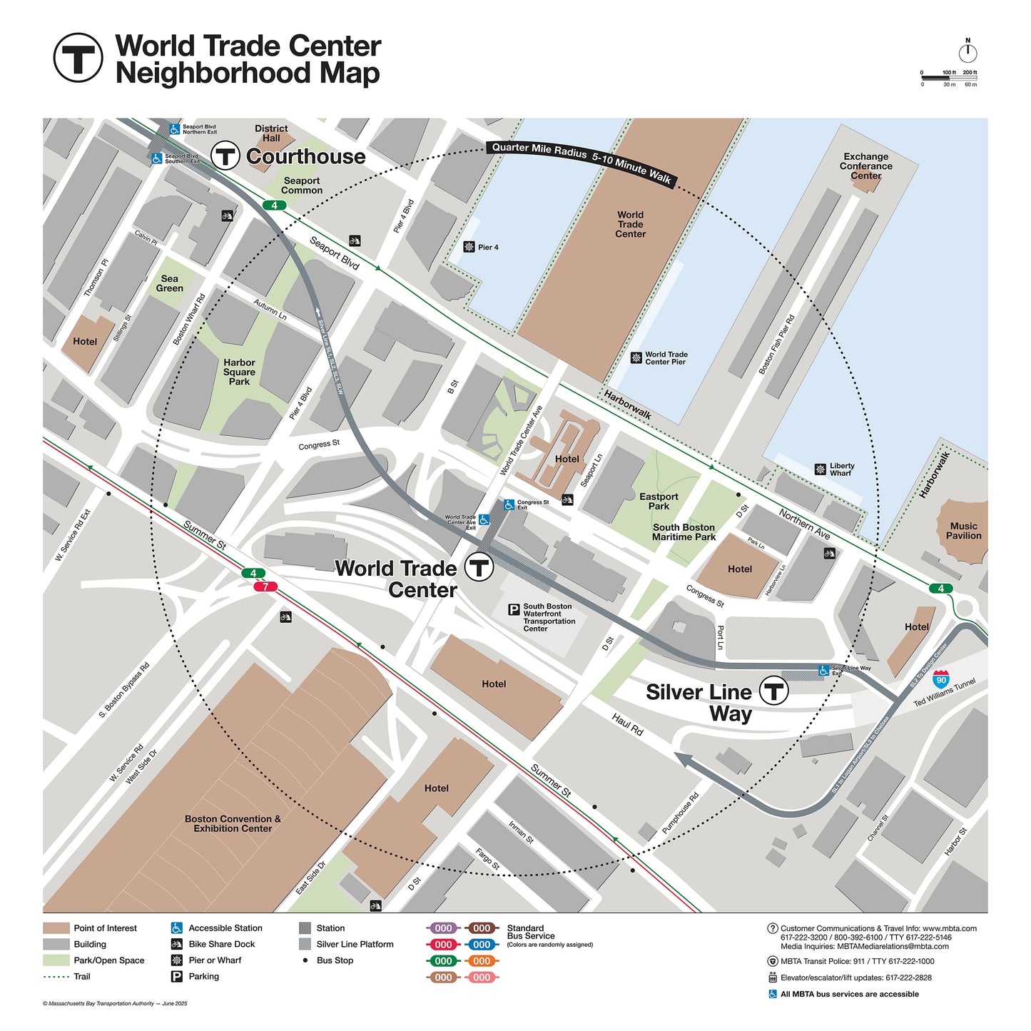 MBTA World Trade Center Station Neighborhood Map (Jun 2025)