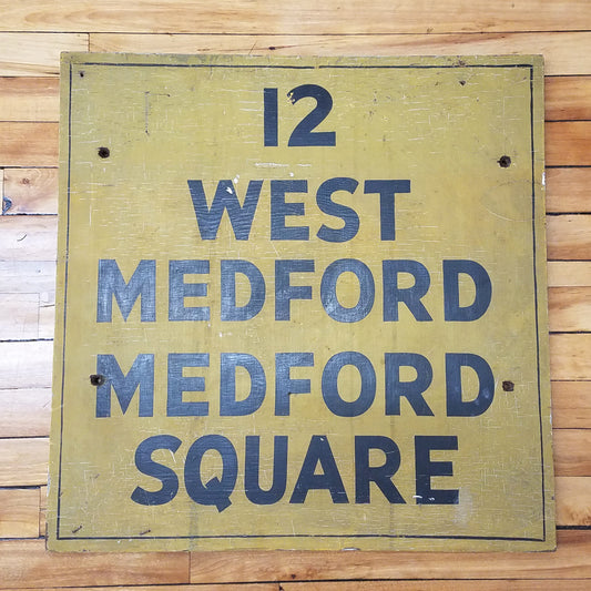 Sullivan Square Station Surface Route Sign: 12 West Medford Medford Square