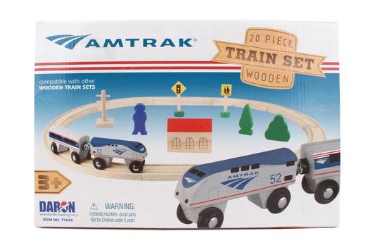 AMTRAK 20 Piece Wooden Toy Train Set