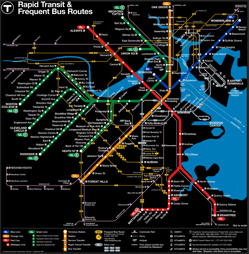Boston MBTA Map on Black Hoodie (ADULT) 2026