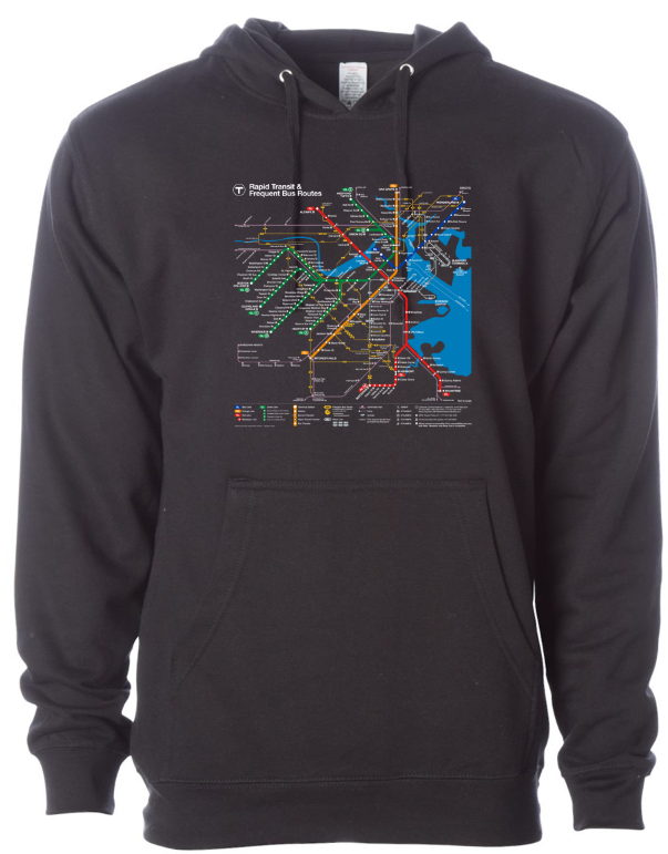 Boston MBTA Map on Black Hoodie (TODDLER/YOUTH) 2026