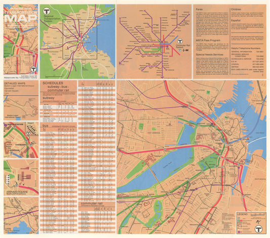 1976 (Summer) MBTA System Map (Side B)