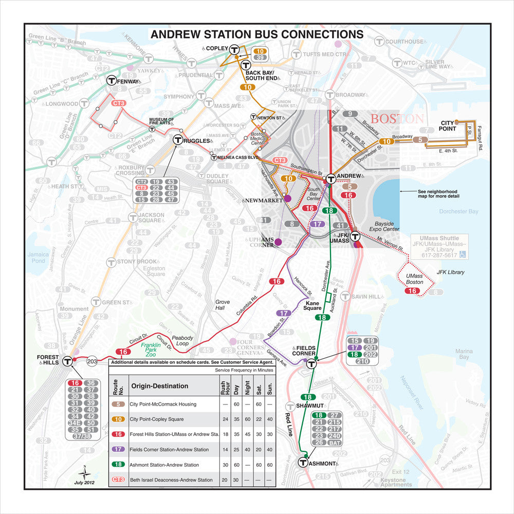 MBTA Andrew Station Bus Connections Map (Jul. 2012) – MBTAgifts