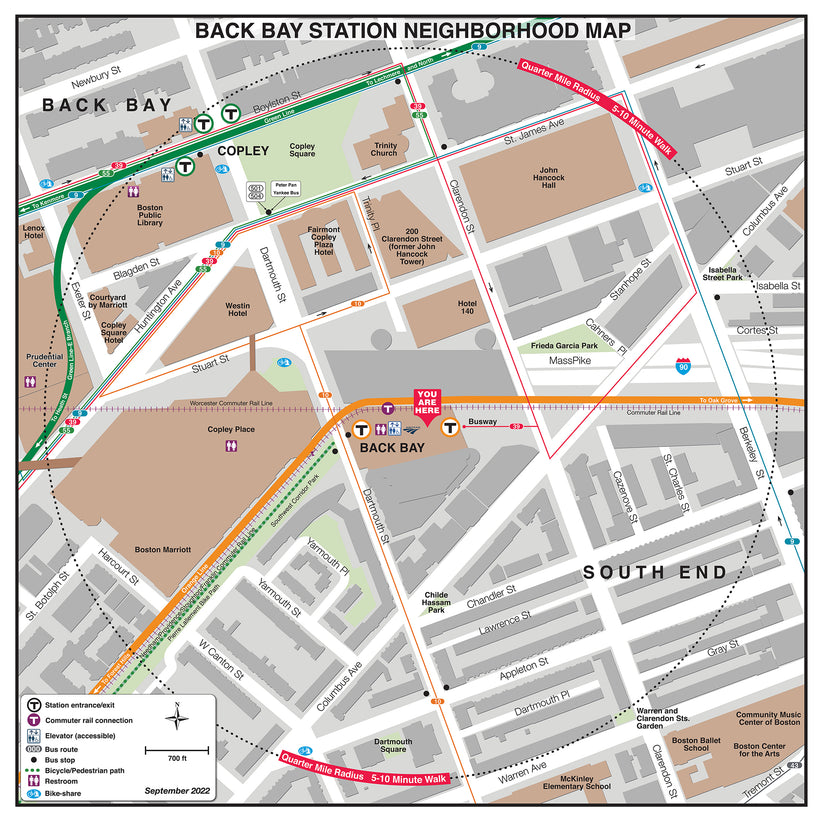 MBTA Back Bay Station Neighborhood Map (Sept. 2022) – MBTAgifts
