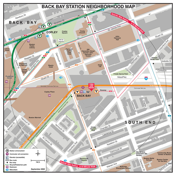 MBTA Back Bay Station Neighborhood Map (Sept. 2022) MBTAgifts