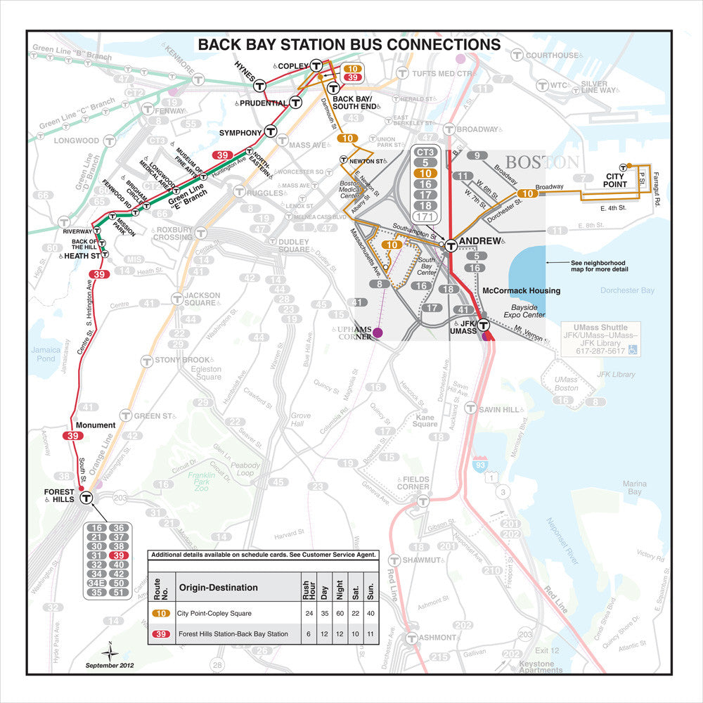 MBTA Back Bay Station Bus Connections Map (Sep. 2012) – MBTAgifts