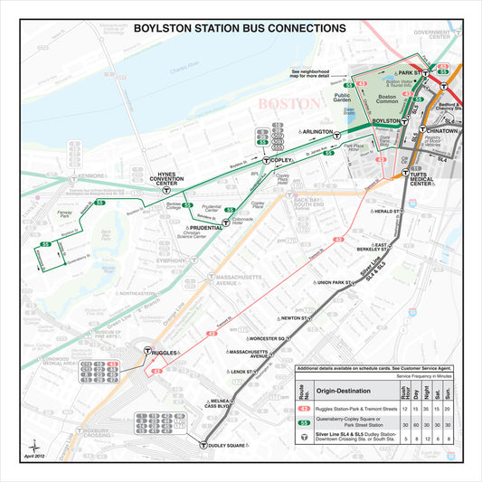 MBTA Boylston Station Bus Connections Map (Apr. 2012)