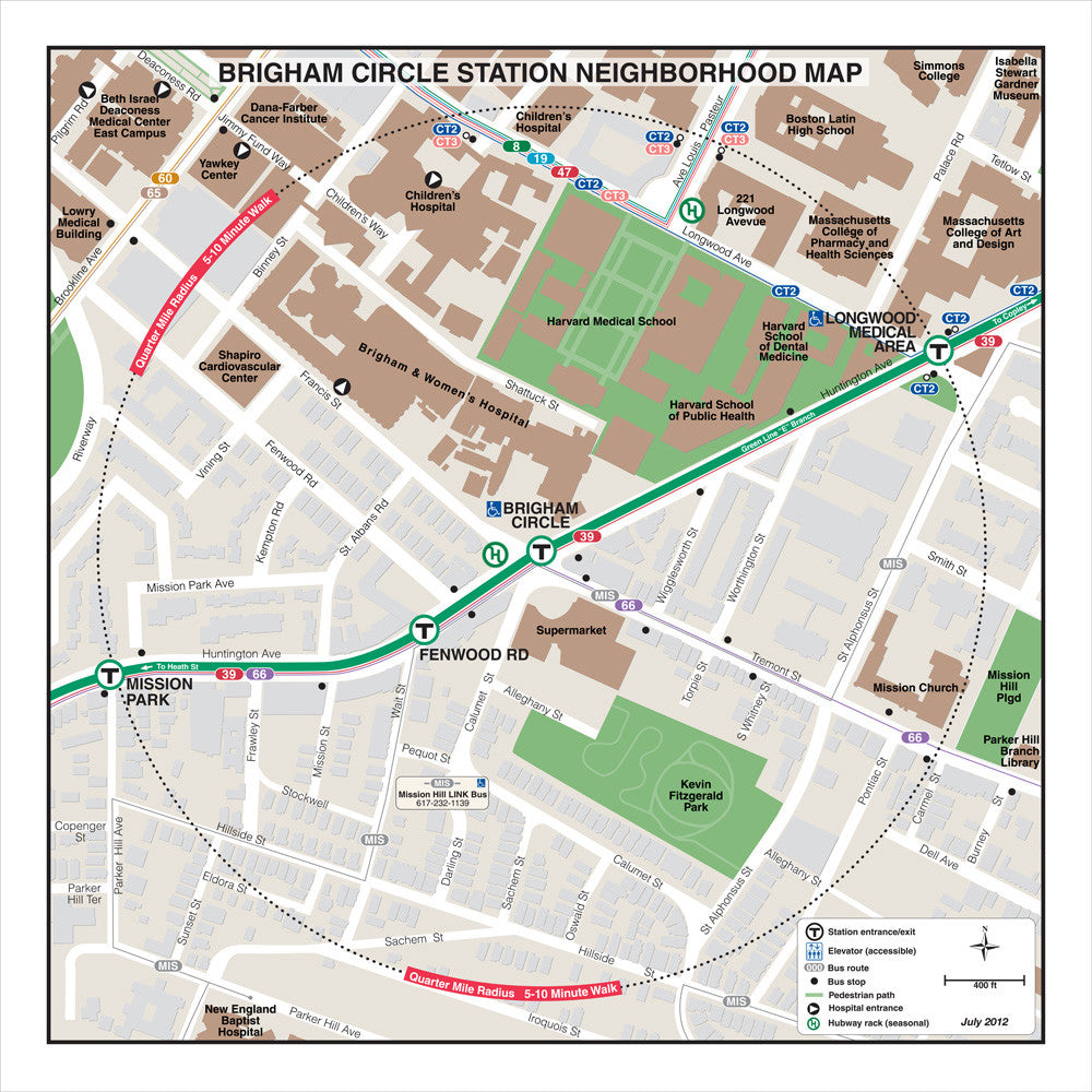 MBTA Brigham Circle Station Neighborhood Map (Jul. 2012) – MBTAgifts