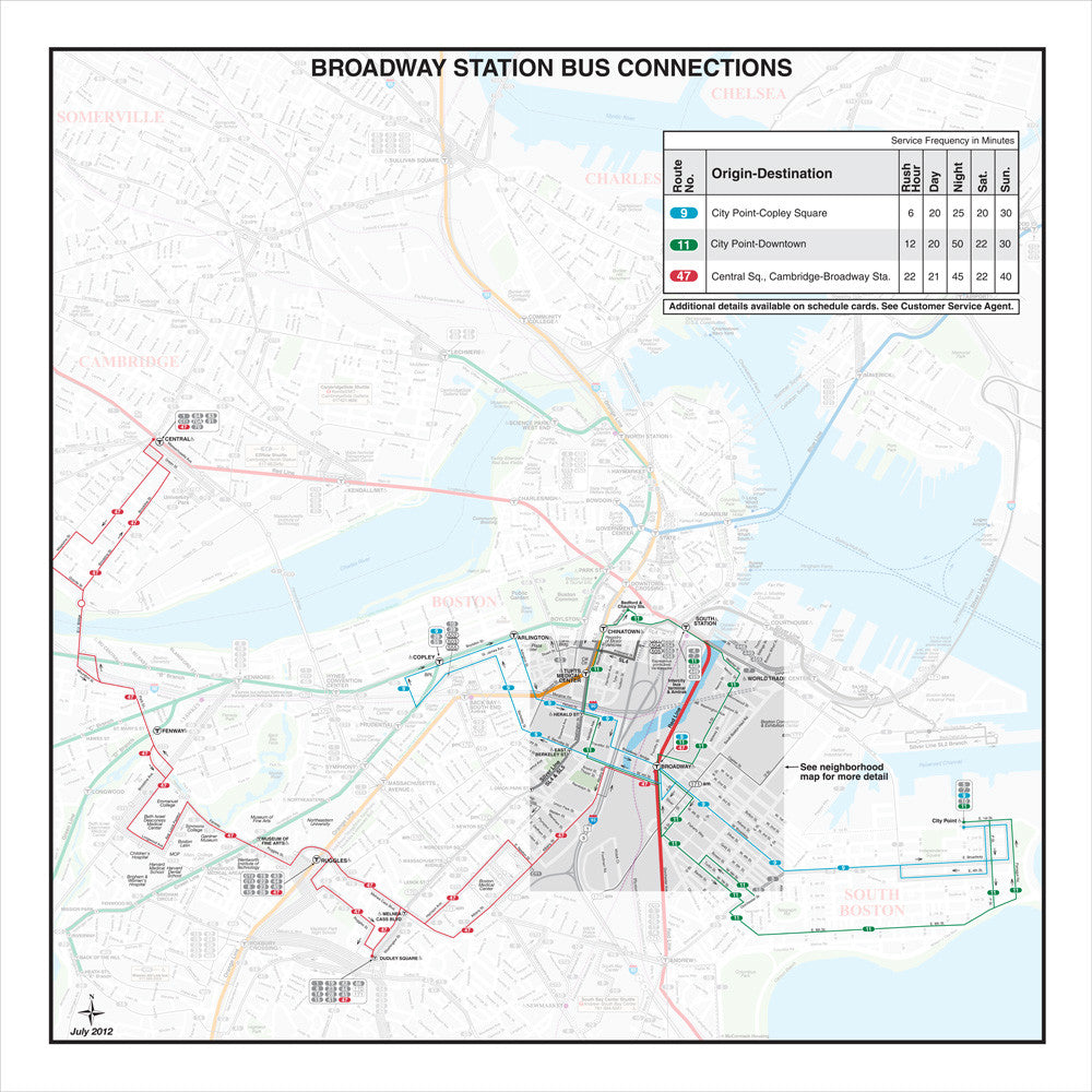 MBTA Broadway Station Bus Connections Map (Jul. 2012) – MBTAgifts