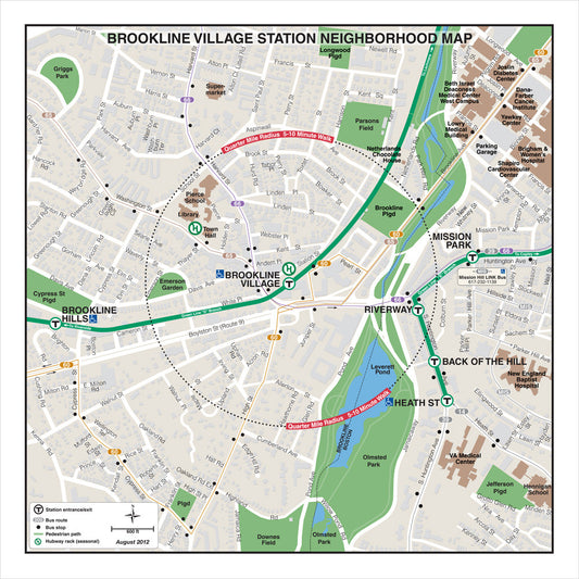 Green Line Station Neighborhood Map:  Brookline Village (Aug. 2012)