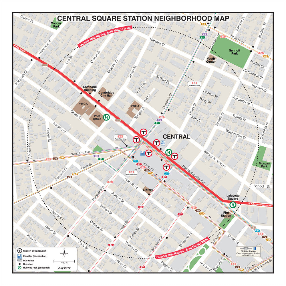 Red Line Station Neighborhood Map: Central Square (Jul. 2012)