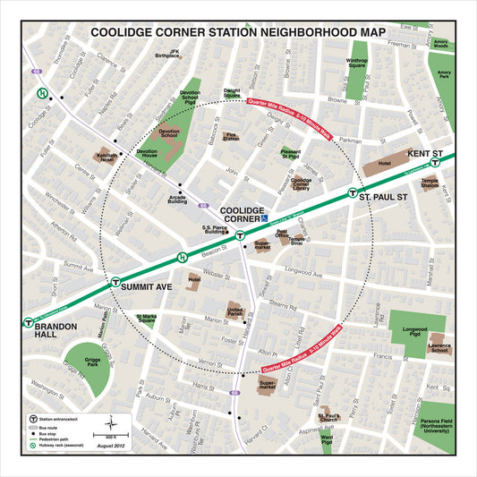 Green Line Station Neighborhood Map: Coolidge Corner (Aug, 2012)