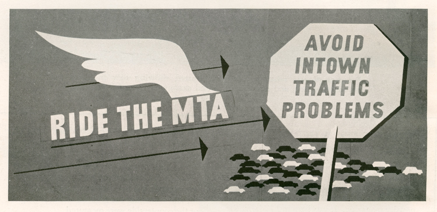 Vintage Boston MTA Advertisement: "Ride the MTA, Avoid Intown Traffic Problems"