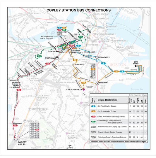 MBTA Copley Station Bus Connections Map (Apr. 2012)