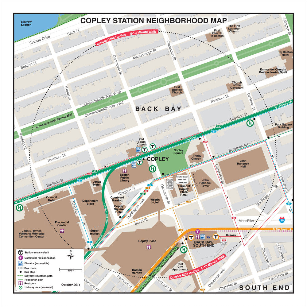 Coplay Map MBTA Copley Station Neighborhood Map (Oct. 2011) – MBTAgifts