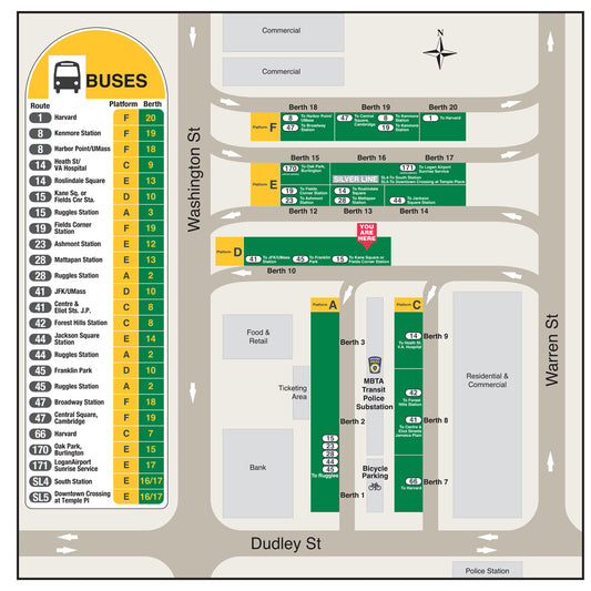 MBTA Dudley Bus Berths Map