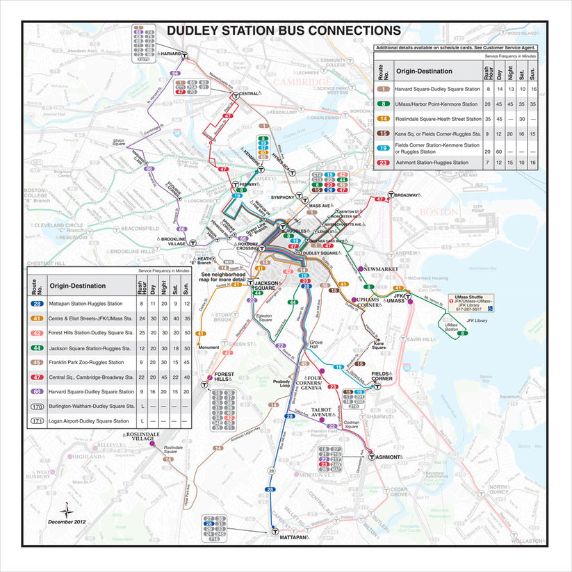 MBTA Dudley Station Bus Connections Map (Dec. 2012) – MBTAgifts