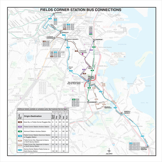 MBTA Fields Corner Station Bus Connections Map (July 2012)