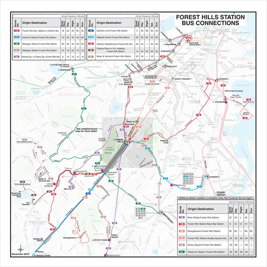 MBTA Forest Hills Station Bus Connections Map (Dec. 2012)